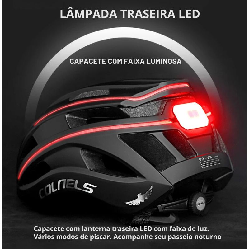 Capacete de Ciclismo com Luzes LED