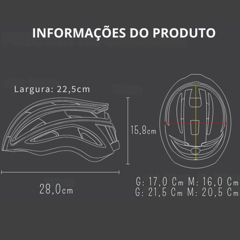 Capacete de Ciclismo com Luzes LED