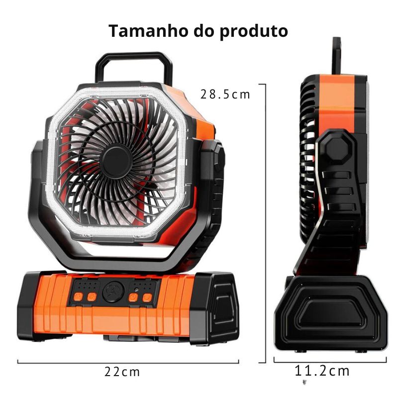 Ventilador Portátil Recarregável 3 em 1