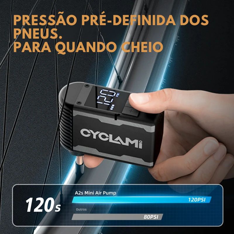 Mini Bomba de Bicicleta Recarregável CYCLAMI - 120PSI