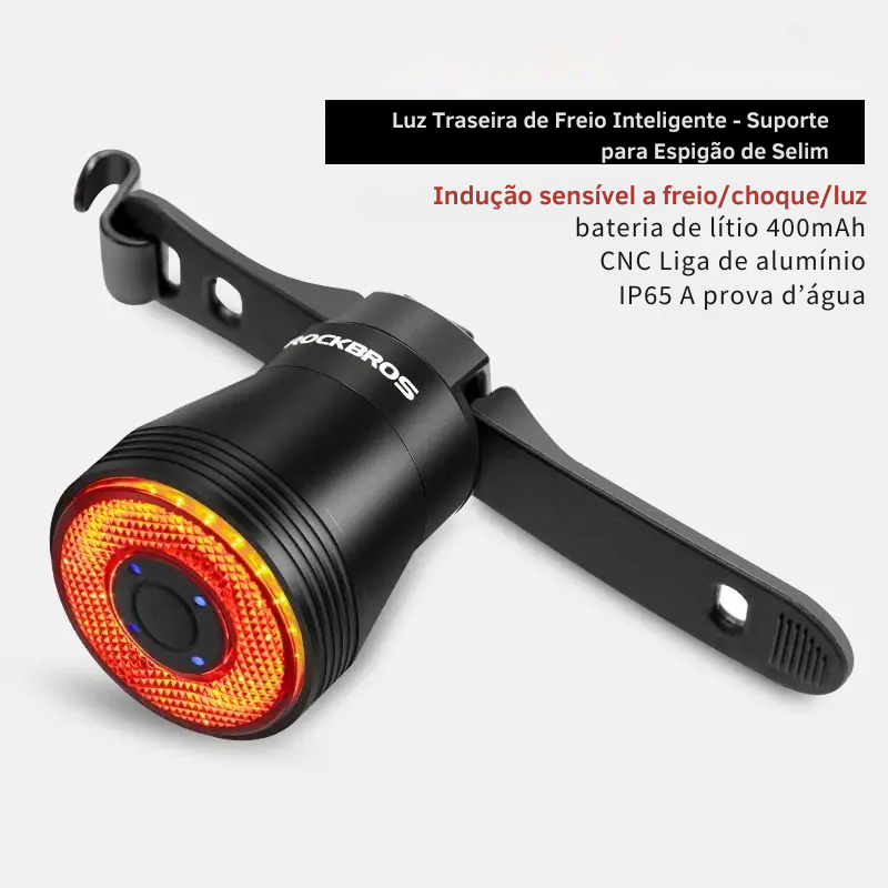 Lanterna Traseira Inteligente ROCKBROS com Sensor de Freio