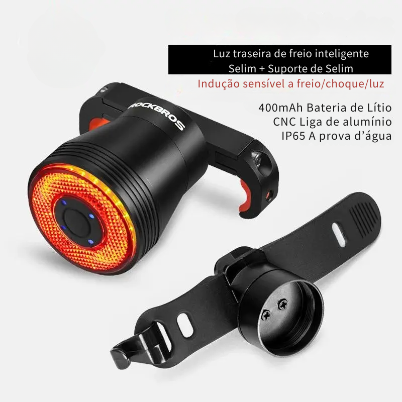Lanterna Traseira Inteligente ROCKBROS com Sensor de Freio