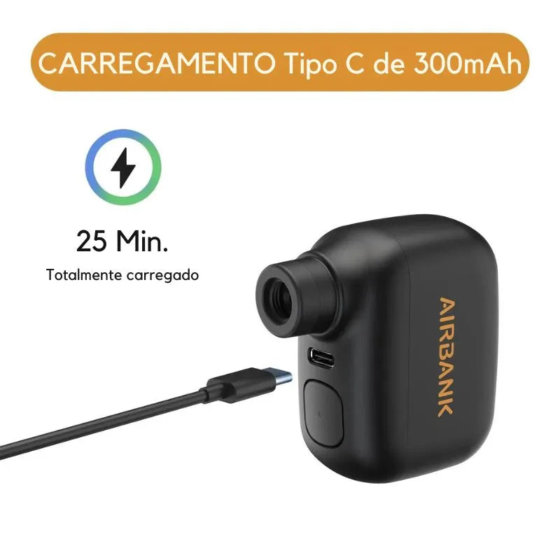Mini bomba de bicicleta portátil, inflador de ar recarregável, 100PSI, 5V, tipo C, acessórios para bicicleta, Schrader, pneus Presta, AS100