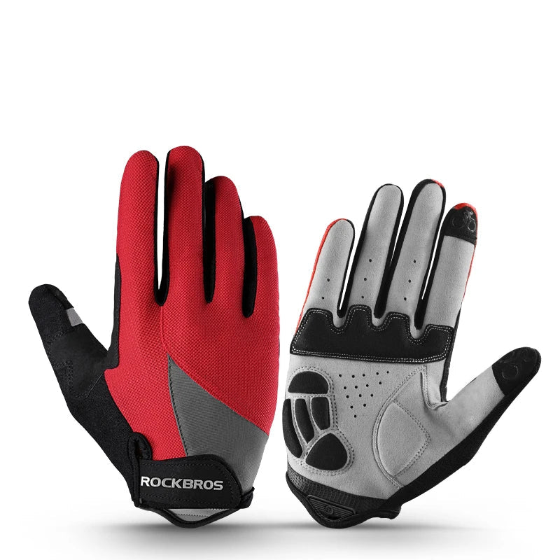 Rockbros luvas de bicicleta respirável dedo cheio ciclismo luvas das mulheres dos homens primavera tela toque esportes mtb estrada longo da bicicleta