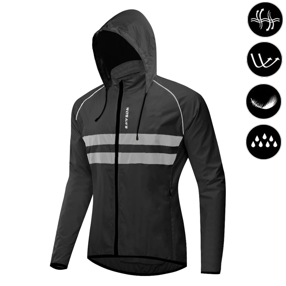 WOSAWE-Blusão de Ciclismo Ultraleve para Homens, Jaqueta Reflexiva, Jaqueta Windproof, Resistente À Água, Bicicleta MTB Road, Long Jersey, Casaco De Vento