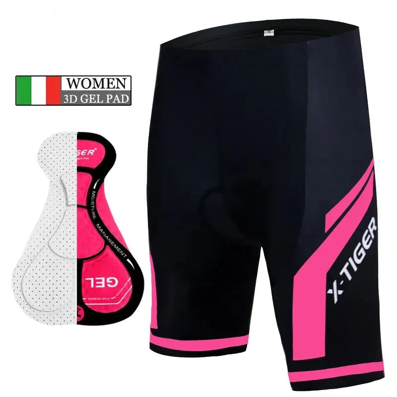 X-TIGER-Shorts de ciclismo feminino, gel 3D acolchoado, à prova de choque, MTB, bicicleta de montanha, calções de bicicleta, roupas de verão
