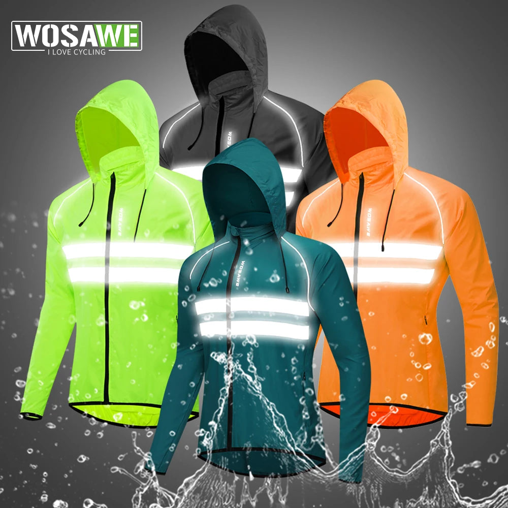 WOSAWE-Blusão de Ciclismo Ultraleve para Homens, Jaqueta Reflexiva, Jaqueta Windproof, Resistente À Água, Bicicleta MTB Road, Long Jersey, Casaco De Vento