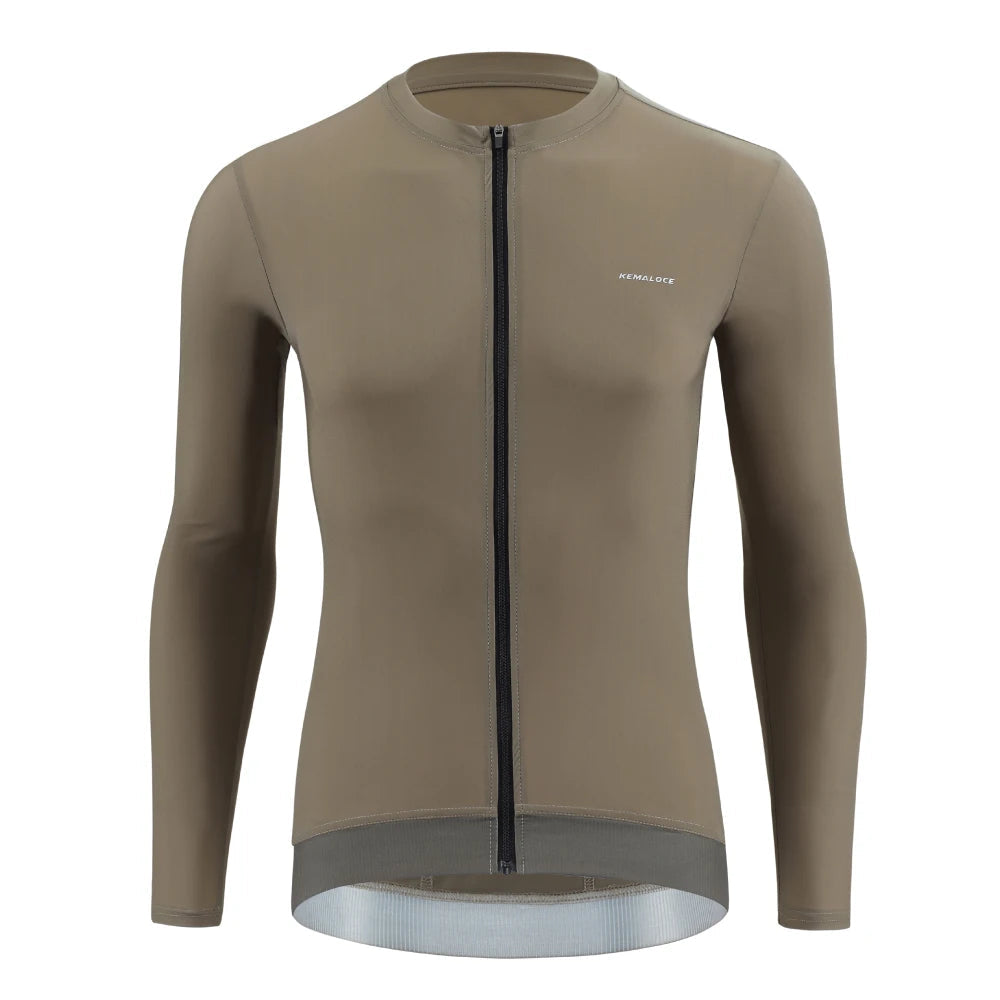 Kemaloco camisa de ciclismo masculina manga longa 2025 outono e primavera preto & roxo & cinza reflexivo respirável high end bicicleta camisa