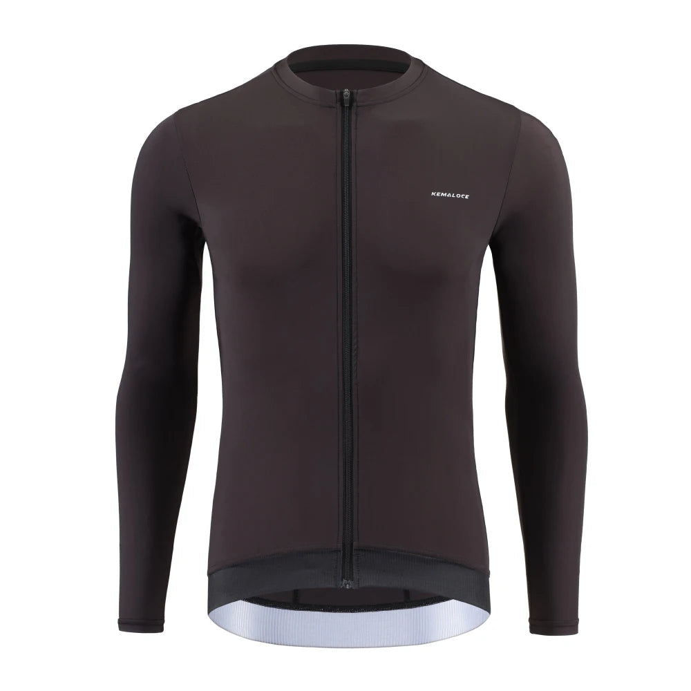 Kemaloco camisa de ciclismo masculina manga longa 2025 outono e primavera preto & roxo & cinza reflexivo respirável high end bicicleta camisa