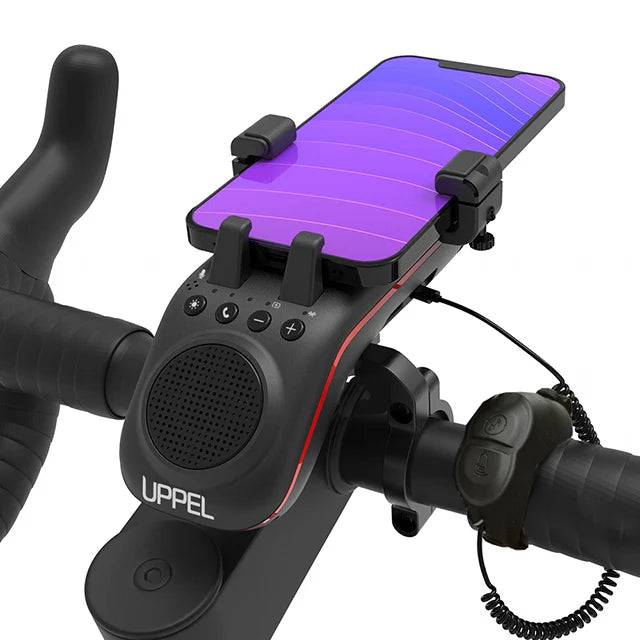 Uppel 10 em 1 luz da bicicleta 5000mah recarregável frente lâmpada suporte do telefone da bicicleta com alto-falante bluetooth ciclismo sino acessórios