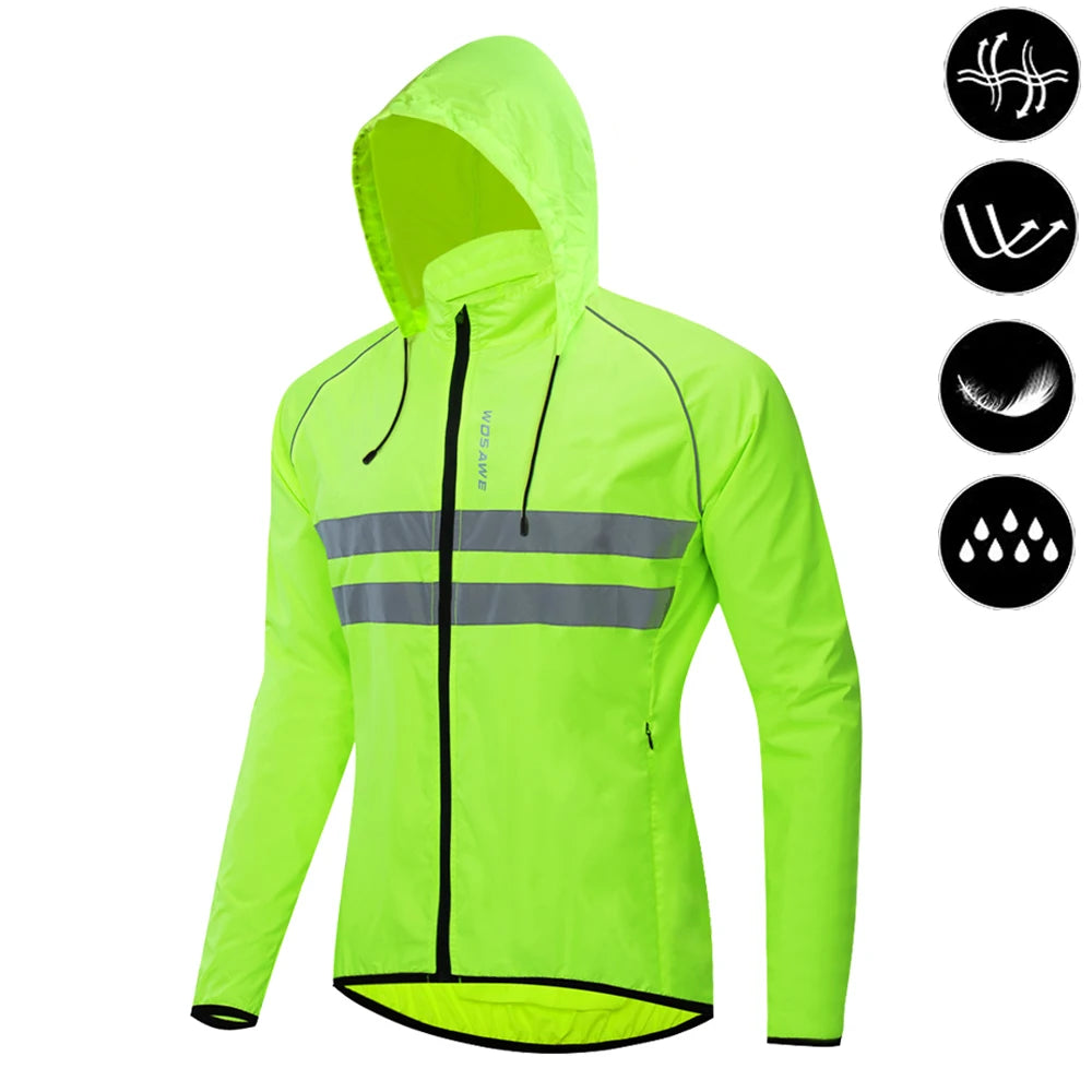 WOSAWE-Blusão de Ciclismo Ultraleve para Homens, Jaqueta Reflexiva, Jaqueta Windproof, Resistente À Água, Bicicleta MTB Road, Long Jersey, Casaco De Vento