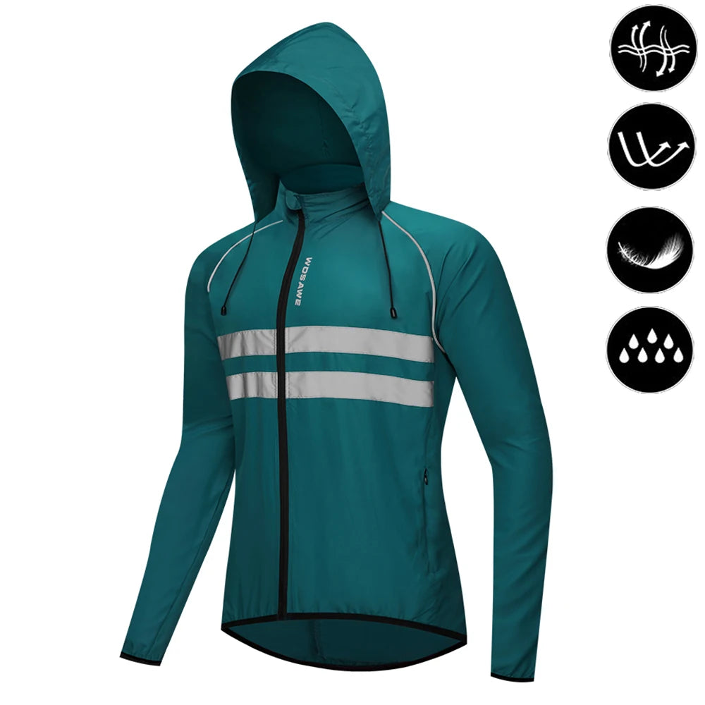 WOSAWE-Blusão de Ciclismo Ultraleve para Homens, Jaqueta Reflexiva, Jaqueta Windproof, Resistente À Água, Bicicleta MTB Road, Long Jersey, Casaco De Vento