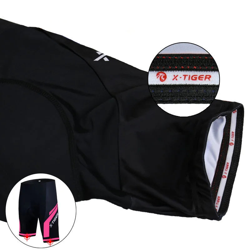 X-TIGER-Shorts de ciclismo feminino, gel 3D acolchoado, à prova de choque, MTB, bicicleta de montanha, calções de bicicleta, roupas de verão