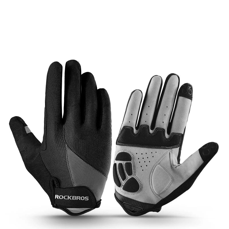 Rockbros luvas de bicicleta respirável dedo cheio ciclismo luvas das mulheres dos homens primavera tela toque esportes mtb estrada longo da bicicleta