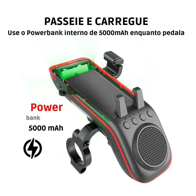 Uppel 10 em 1 luz da bicicleta 5000mah recarregável frente lâmpada suporte do telefone da bicicleta com alto-falante bluetooth ciclismo sino acessórios