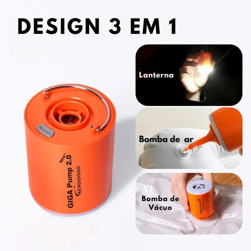 Mini Bomba de Ar 3 em 1 com Lanterna - Keverest
