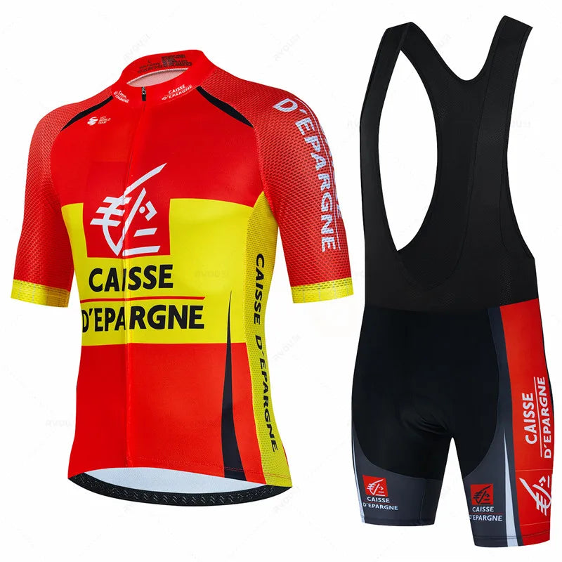 Caisse d'épargne conjunto camisa de ciclismo verão respirável roupas masculinas mtb bicicleta uniforme maillot ropa hombre