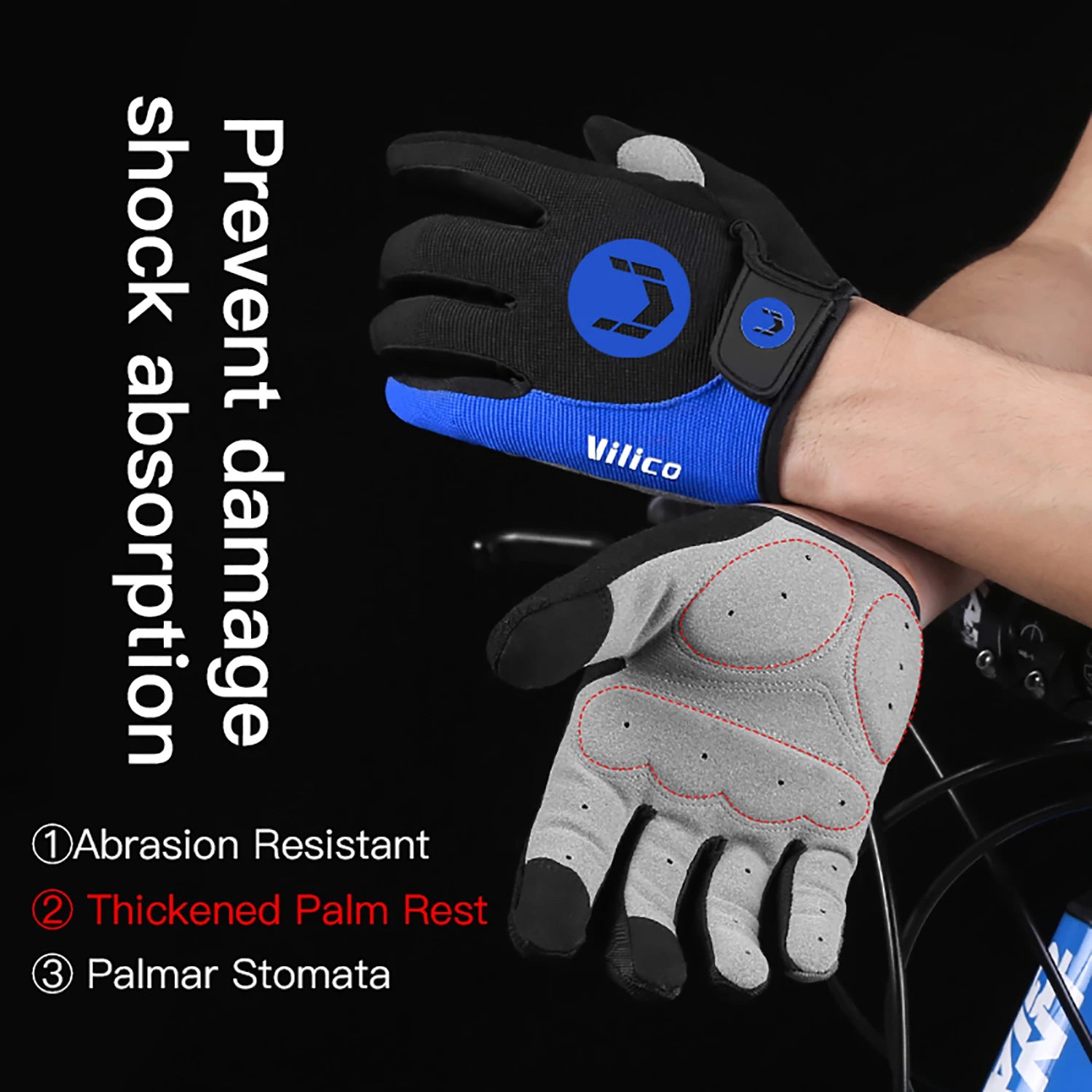 Ciclismo antiderrapante luvas de dedo cheio mtb bicicleta luvas almofada das mulheres dos homens respirável anti-choque luvas esportivas