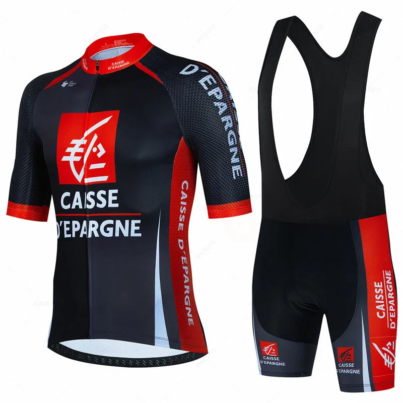 Caisse d'épargne conjunto camisa de ciclismo verão respirável roupas masculinas mtb bicicleta uniforme maillot ropa hombre