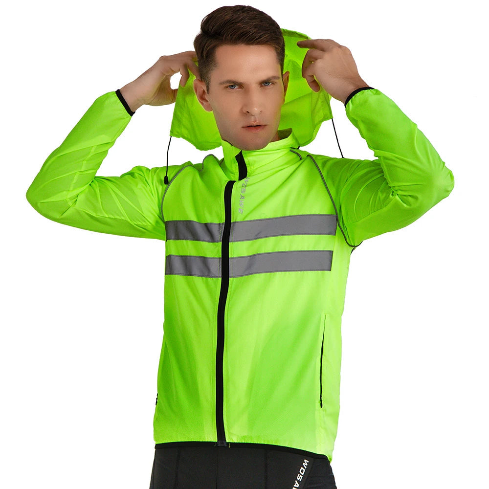 WOSAWE-Blusão de Ciclismo Ultraleve para Homens, Jaqueta Reflexiva, Jaqueta Windproof, Resistente À Água, Bicicleta MTB Road, Long Jersey, Casaco De Vento