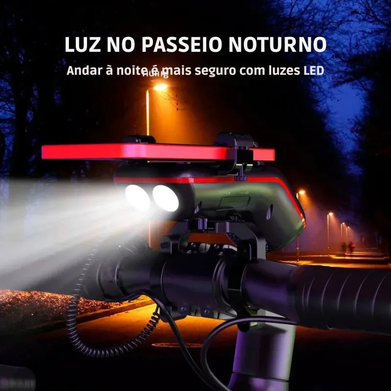 Uppel 10 em 1 luz da bicicleta 5000mah recarregável frente lâmpada suporte do telefone da bicicleta com alto-falante bluetooth ciclismo sino acessórios