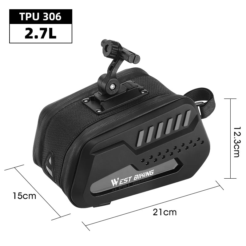 West biking bolsa de selim de bicicleta à prova d'água, tpu rígido, mtb, bicicleta de estrada, sob o assento traseiro, alforjes de liberação rápida, acessórios de bicicleta